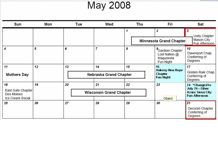 May 2008 Calendar
